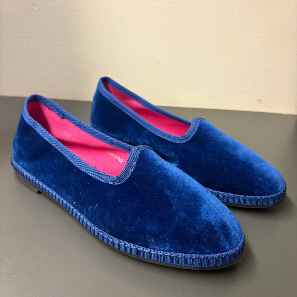 Le Babe Women’s Velvet Flat Shoes Slippers, Color – Royal Blue, Size 36 (EU)